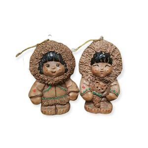 Vintage Child Eskimoppets Handmade & Painted Christmas Ornament Made in Alaska